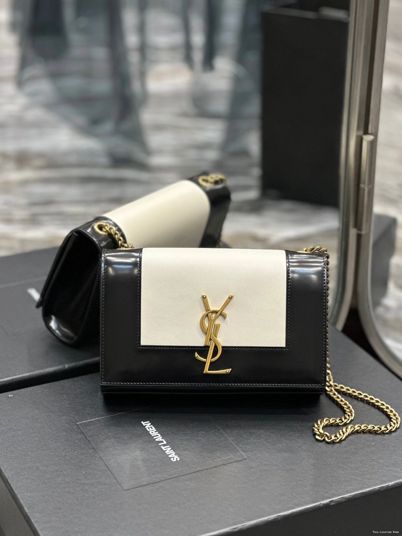 Tony Luxuries leather shoulder small Kate bag two-tone YSL 0803